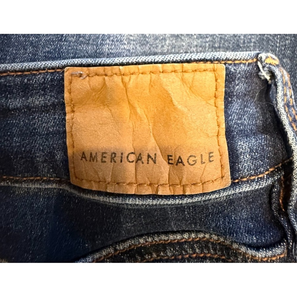 American Eagle Next Level Stretch Jeans Women's 12 Long Dark Wash Straight Leg D - Picture 6 of 10
